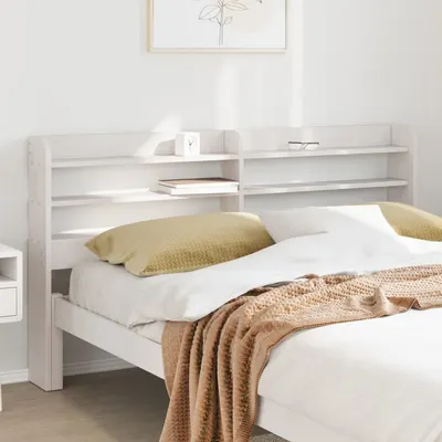 Gossi tablie de pat cu rafturi, 140 cm, lemn masiv de pin