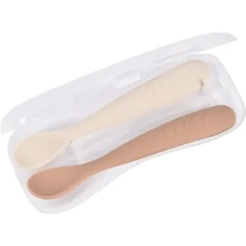 Beaba Set of 2 Ergonomic Spoons linguriță cu sac