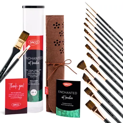 Pensula par sintetic 16buc/set, varf rotund si drept, Daco Enchanted