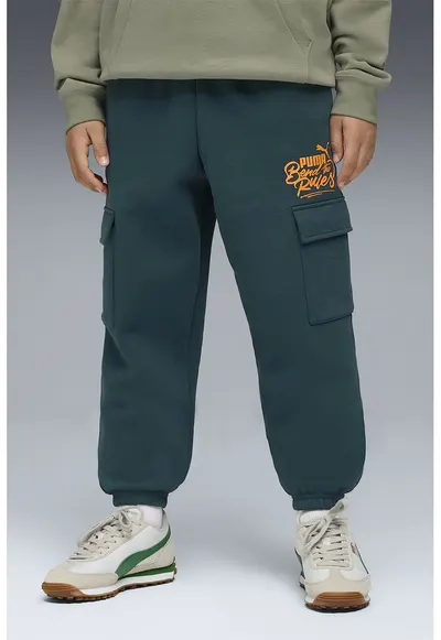 Pantaloni cargo de trening cu imprimeu logo - Verde englez