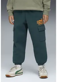 Pantaloni cargo de trening cu imprimeu logo - Verde englez