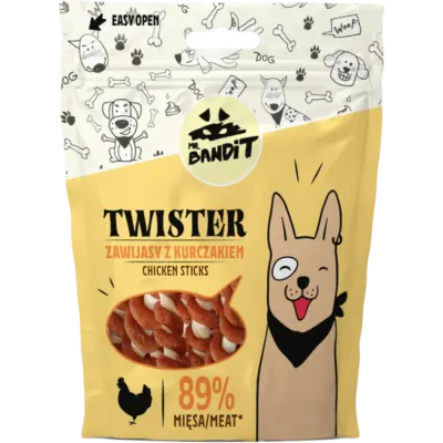 Recompense pentru caini Mr. Bandit Twister Sticks cu pui 80 gr