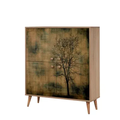 Comoda MULTILUX, 4 usi, stejar sonoma, 95x36x111 cm