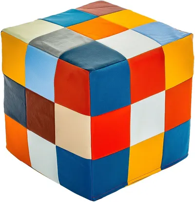 Cub de relaxare Barbaron - Patchwork, piele ecologica, multicolor
