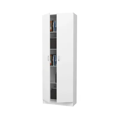 Biblioteca Flint, 2 Usi, Alba, 70 x 32 x 196 cm