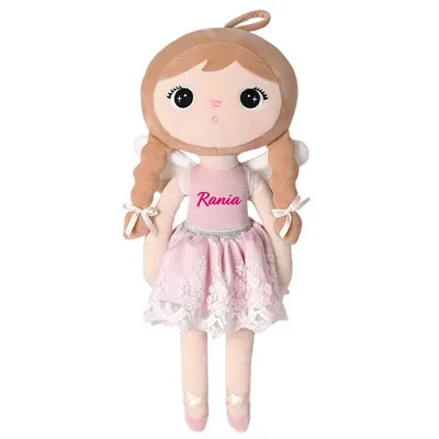 Papusa personalizata Ingeras cu codite Roz (XL)