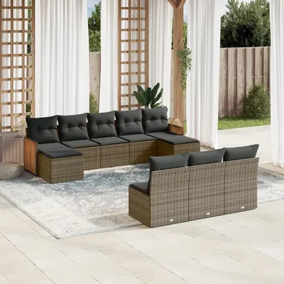 Gossi set mobilier de gradina cu perne, 10 piese, gri, poliratan