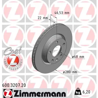 Disc frana ZIMMERMANN 600.3207.20