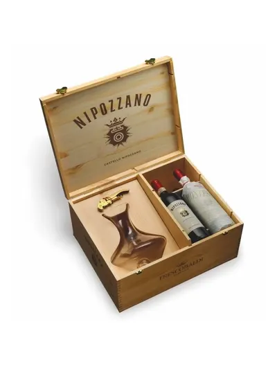 Pachet Lux 2*Vin Rosu Nipozzano Riserva Chianti Rufina 0.75l + 2*Montesodi Frescobaldi 0.75l + Decator + Tirbuson