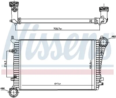 Intercooler Audi A3; Seat Altea, Altea Xl, Leon, Toledo Iii; Skoda Octavia Ii, Superb Ii; Vw Caddy Iii, Eos, Golf Plus, Golf V, Jetta Iii, Passat, Touran 1.6d 1.9d 2.0d Dupa 2003