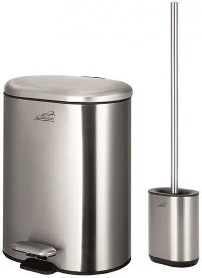 Set coș de toaletă și periuță Inter Ceramic - 8355SS, 6 L, cromat
