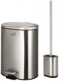Set coș de toaletă și periuță Inter Ceramic - 8355SS, 6 L, cromat