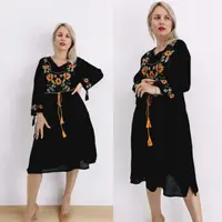 Rochie Dama cu Broderie Galbena - Melissa