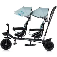 Tricicleta pentru gemeni Chipolino Hip Hop Matcha cu sezut rotativ 360 grade, suporturi pentru picioare, bara de protectie, cosulete