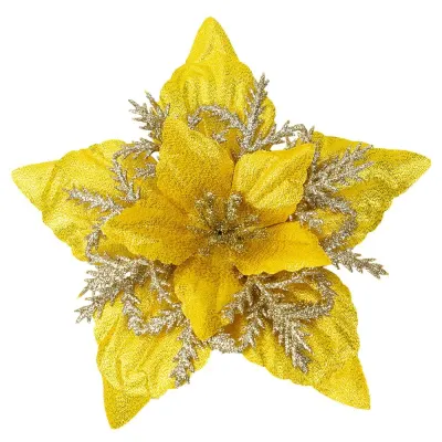 Floare decorativă Crăciun pentru brad - Auriu