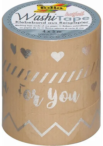 Banda adeziva decorativa Folia - Washi Tape, For you, 4 buc.