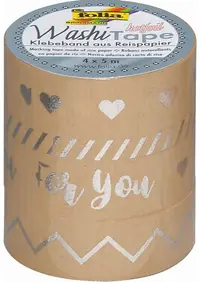 Banda adeziva decorativa Folia - Washi Tape, For you, 4 buc.