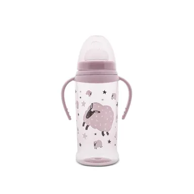 Biberon anticurgere cu manere, tetina lata, protejeaza gingiile, 6 luni+, 360 ml, My Friend Mellow Rose