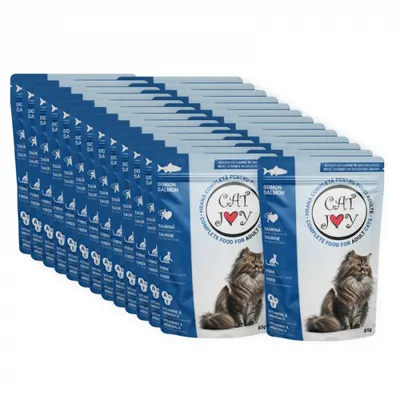 Set 24 buc x Hrana umeda pentru pisici adulte Cat Joy cu somon in sos 85 gr