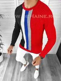 Pulover barbati gros slim fit rosu T3578 i10-7 U1-2