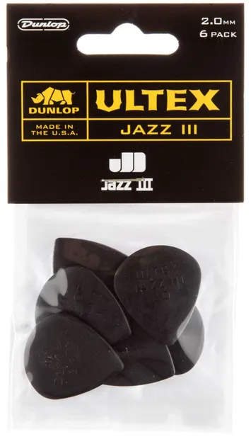 Pene pentru chitară Jim Dunlop - Ultex Jazz III, 2.0 mm, 6 buc. , negre