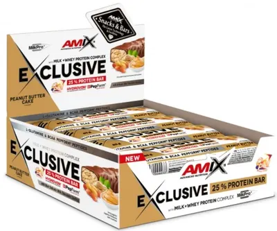 Exclusive Protein Bar, prăjitură cu unt de arahide, 12 buc, Amix