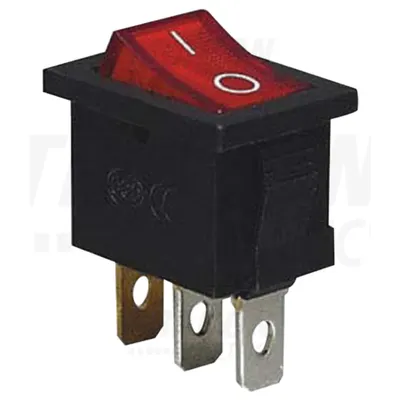 Intrerupator pentru aparate,P-O, rosu-iluminat,(marcaj 0-I ) TES-33 16(6)A, 250V AC