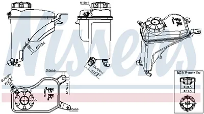 Vas expansiune cu capac, cu senzor nivel potrivit BMW Seria 1 (E81), 1 (E82), 1 (E87), 1 (E88), 3 (E90), 3 (E91), 3 (E92), 3 (E93), X1 (E84), Z4 (E89) 06.04-08.16