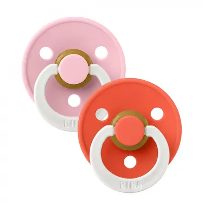Set 2 suzete Bibs fosforescente Colour Glow Latex tetina rotunda 6 luni + Baby PinkTango