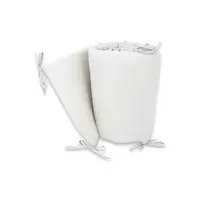 Aparatoare pentru patut, Qmini, Din muselina dubla, 180x30 cm, Din material certificat Oeko Tex Standard 100, Cu panglici, Cream