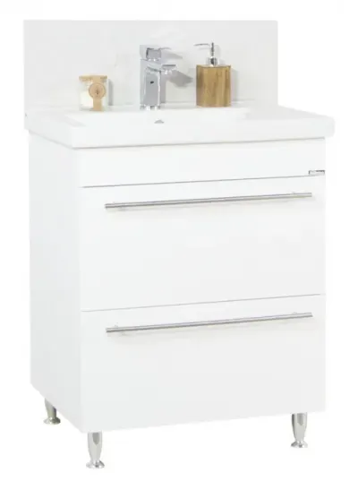 Set Baza front MDF si Lavoar seria 754, cu sertare, 65 cm, alb