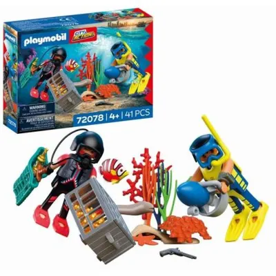 Playmobil - Jucarie de rol Scafandri politist si hot cu comoara