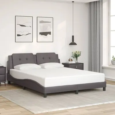 vidaXL Cadru de pat fără saltea, Zadar, gri, 160x200 cm, piele ecologică