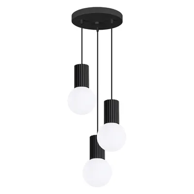 Lustră neagră din metal cu abajur din sticlă ø 25 cm Orbital – Sollux