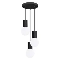Lustră neagră din metal cu abajur din sticlă ø 25 cm Orbital – Sollux