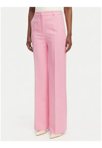 Pantaloni dama - roz - material textil - talie inalta - croiala dreapta