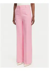 Pantaloni dama - roz - material textil - talie inalta - croiala dreapta