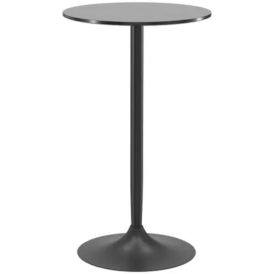 HOMCOM Masă de Bar Înaltă, Masă de Bucătărie Modernă Rotundă cu Blat Vopsit și Bază din Oțel, Masă Bistro pentru 2 Persoane, Neagră | Aosom Romania