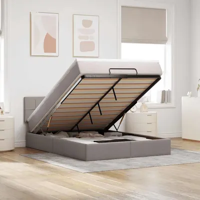Gossi pat otoman cu saltea si led-uri taupe 140x200 cm tesatura