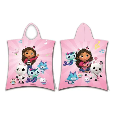 Poncho pentru copii roz pentru 3-8 ani din bumbac Gabby´s Dollhouse – Jerry Fabrics