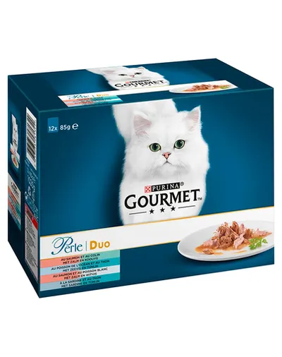 GOURMET Perle Duet Hrana umeda cu peste pentru pisici adulte 12x85g
