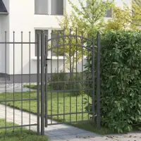 vidaXL Poartă de gard cu țepi EMMEN 200 x 100 cm Gri Blocat