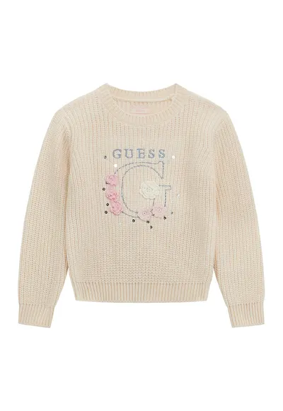 Pulover cu logo brodat - Bej deschis