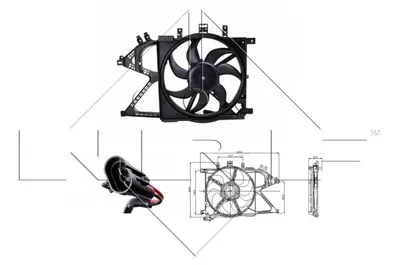 Ventilator radiator (cu carcasa) potrivit OPEL COMBO TOUR, COMBO MINIVAN, CORSA C, CORSA C HATCHBACK 1.0-1.8 09.00
