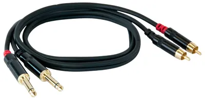 Cablu Master Audio - RCA630/1, 2x RCA/2х 6.3 mm, 1 m, negru