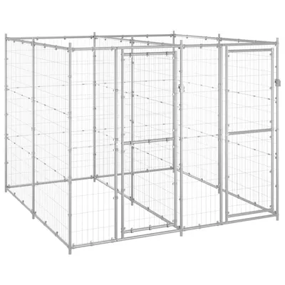 vidaXL Padoc pentru câini de exterior, 4,84 m², oțel galvanizat