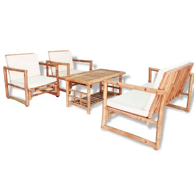 Gossi set mobilier de gradina cu perne, 4 piese, bambus