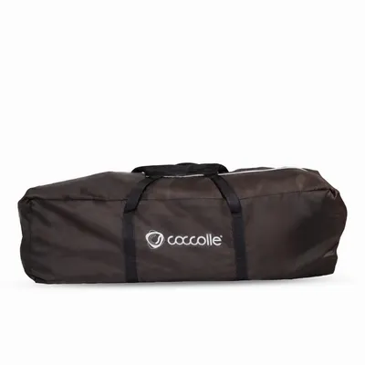 Patut Coccolle Siesta Albastru pliabil cu bara cu jucarii, masuta de infasat, saltea, usita de acces cu fermoar