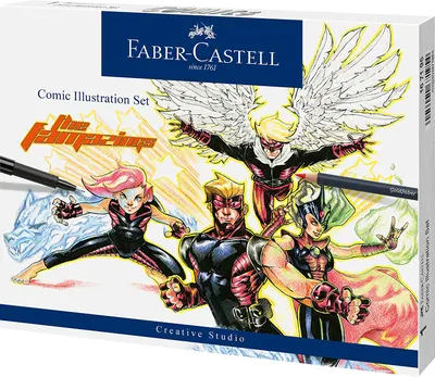 Faber-Castell Pitt Artist - Set pentru ilustrații de benzi desenate, 15 bucăți