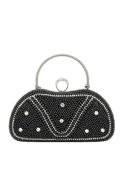 Geanta clutch negru cu perle si pietricele BME-22732 05 13297 - Negru